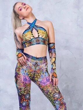Badinka Delirium Halter Bell Bottom Top and Pants Set